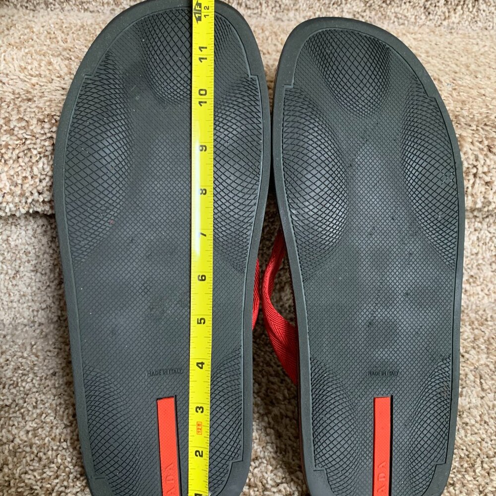 Prada Sport Red Colorblock Pattern Crossover Straps Canvas Slides - Picture 11 of 13